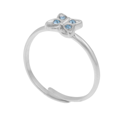 Bague en argent rhodié règlable, oxydes de zirconium