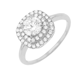 Bague en argent rhodié et oxydes de zirconium