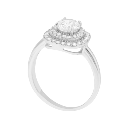 Bague en argent rhodié et oxydes de zirconium