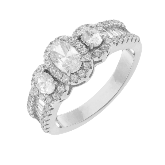 Bague en argent rhodié et oxydes de zirconium
