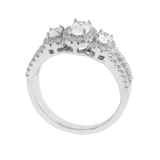 Bague en argent rhodié et oxydes de zirconium