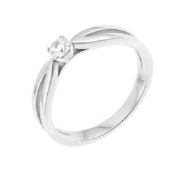 Bague en argent rhodié et oxyde de zirconium