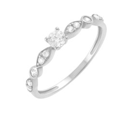 Bague en argent rhodié et oxydes de zirconium