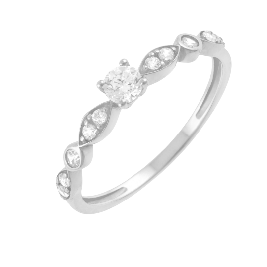 Bague en argent rhodié et oxydes de zirconium