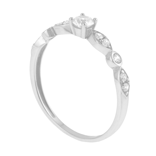 Bague en argent rhodié et oxydes de zirconium
