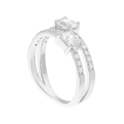 Bague en argent rhodié et oxydes de zirconium