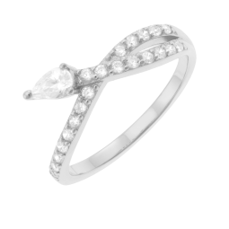 Bague en argent rhodié et oxydes de zirconium