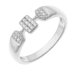 Bague en argent rhodié et oxydes de zirconium