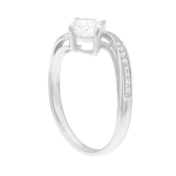 Bague en argent rhodié et oxydes de zirconium
