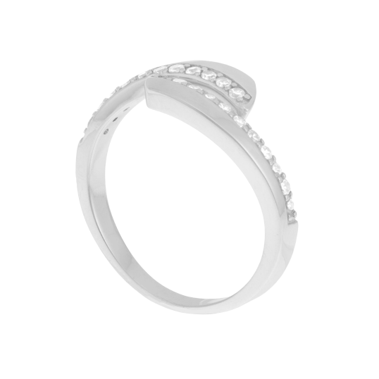 Bague en argent rhodié et oxydes de zirconium