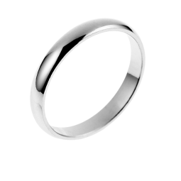 Alliance demi jonc en argent rhodié, largeur 3mm