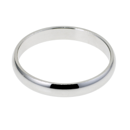 Alliance demi jonc en argent rhodié, largeur 3mm