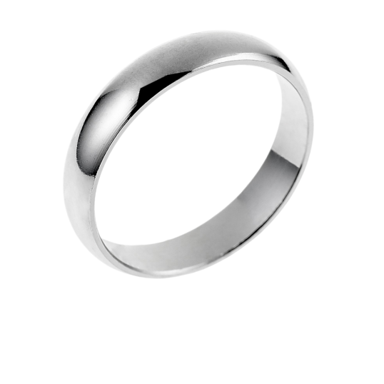 Alliance demi jonc en argent rhodié, largeur 4mm