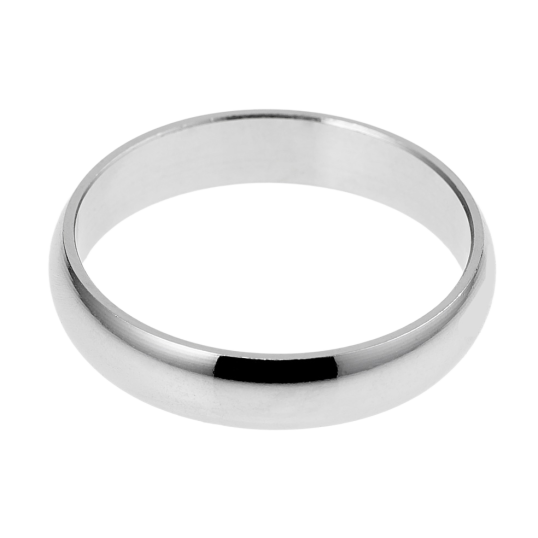 Alliance demi jonc en argent rhodié, largeur 4mm