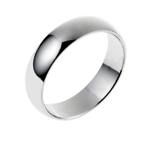 Alliance demi jonc en argent rhodié, largeur 5mm Alliance demi jonc en argent rhodié, largeur 5mm