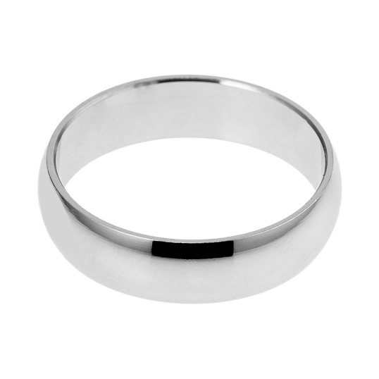 Alliance demi jonc en argent rhodié, largeur 5mm Alliance demi jonc en argent rhodié, largeur 5mm