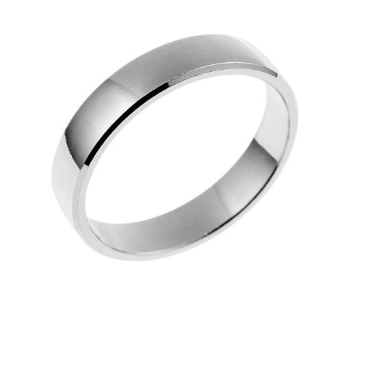 Alliance demi bombée en argent rhodié, largeur 4mm