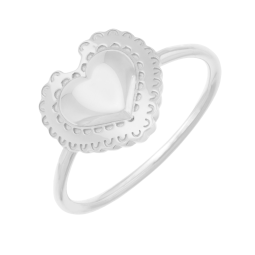 Bague en argent rhodié, coeur