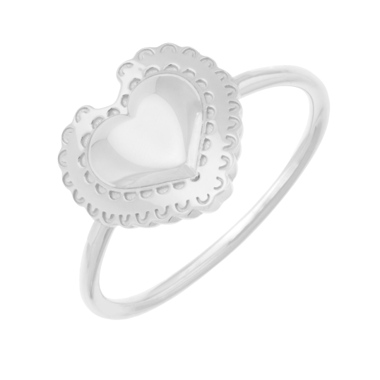 Bague en argent rhodié, coeur Bague en argent rhodié, coeur