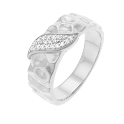 Bague en argent rhodié et oxydes de zirconium