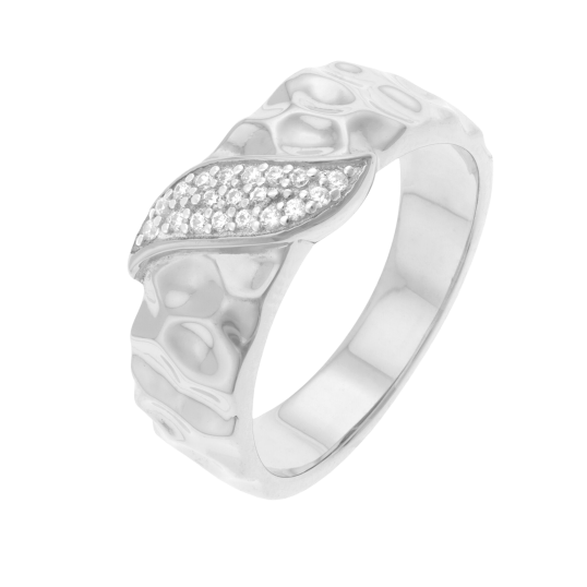 Bague en argent rhodié et oxydes de zirconium Bague en argent rhodié et oxydes de zirconium