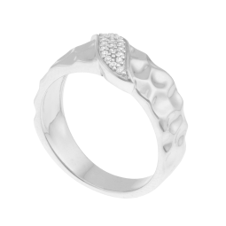 Bague en argent rhodié et oxydes de zirconium