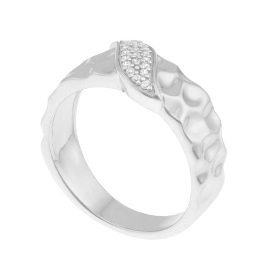 Bague en argent rhodié et oxydes de zirconium Bague en argent rhodié et oxydes de zirconium