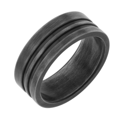 Bague en acier et acier noir brossé