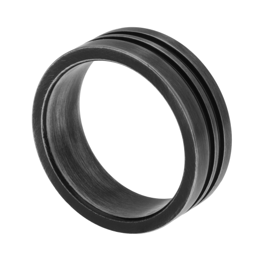 Bague en acier et acier noir brossé
