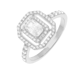 Bague en argent rhodié et oxydes de zirconium