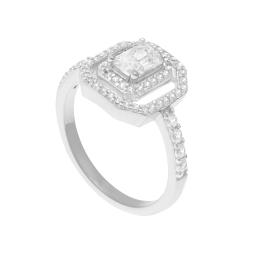 Bague en argent rhodié et oxydes de zirconium