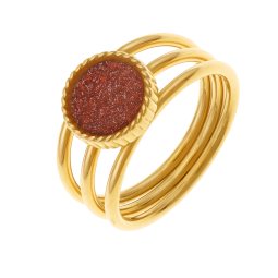 Bague en acier doré et laque pailletée