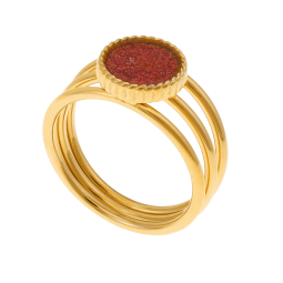 Bague en acier doré et laque pailletée