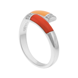 Bague en argent rhodié, oxydes de zirconium et laque