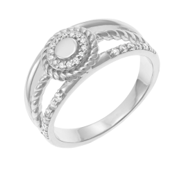 Bague en argent rhodié et oxydes de zirconium