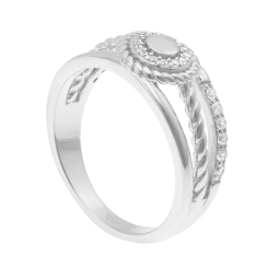 Bague en argent rhodié et oxydes de zirconium