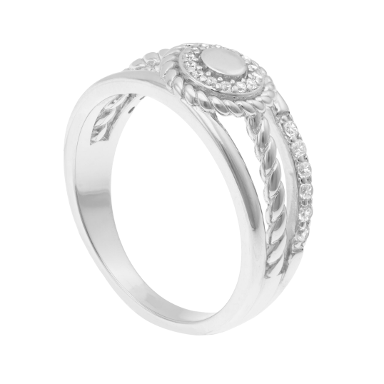 Bague en argent rhodié et oxydes de zirconium