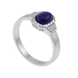 Bague en argent rhodié et lapis lazuli