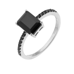 Bague en argent rhodié et oxydes de zirconium 