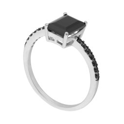 Bague en argent rhodié et oxydes de zirconium 