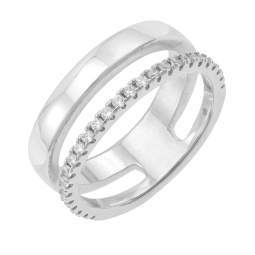 Bague en argent rhodié et oxydes de zirconium