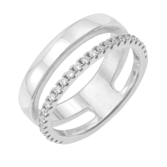Bague en argent rhodié et oxydes de zirconium Bague en argent rhodié et oxydes de zirconium