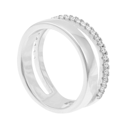 Bague en argent rhodié et oxydes de zirconium