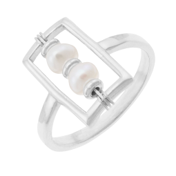 Bague en argent rhodié et perles de culture