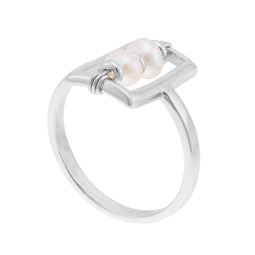 Bague en argent rhodié et perles de culture