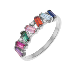 Bague en argent rhodié et oxydes de zirconium