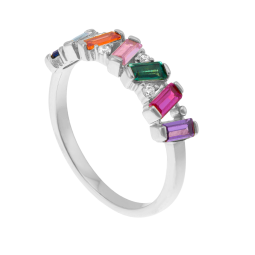 Bague en argent rhodié et oxydes de zirconium