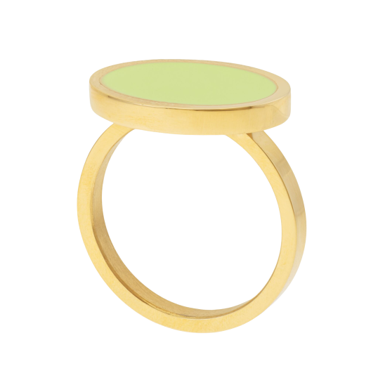 Bague en acier doré et laque