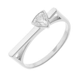 Bague en argent rhodié, oxyde de zirconium