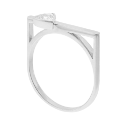 Bague en argent rhodié, oxyde de zirconium